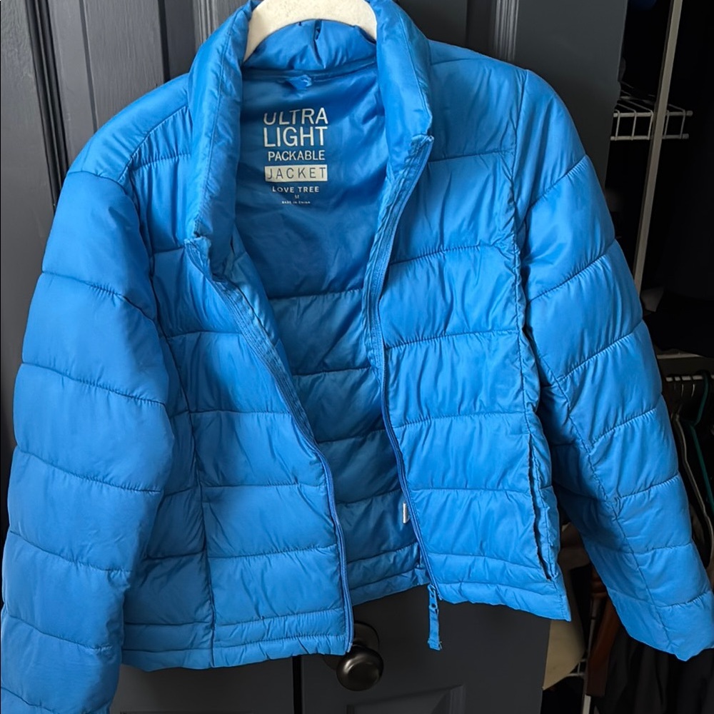 Ultra Light Packable Blue Jacket Tween/Teen/Womens M